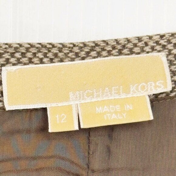 Michael Kors Womens Wool Blend Pencil Skirt Brown Hem Size 12 - Picture 4 of 13